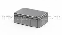 Евроконтейнер закрытые ручки/сплошное дно (серый), 600x400x220 мм
