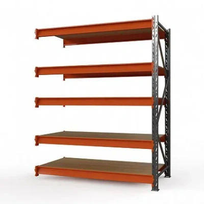 Секция приставная стеллажа металлического Оптима, 3500x1530x785 мм. Полки: 5 шт. фанера